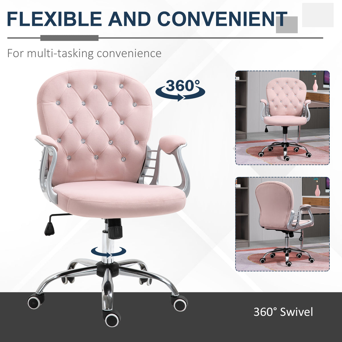 Velvet Diamante Desk Chair