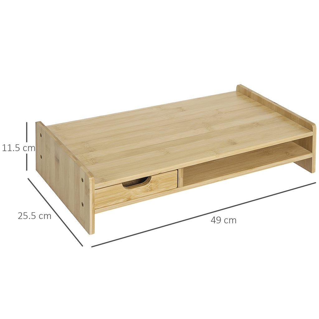 Bamboo Monitor Stand with Drawer