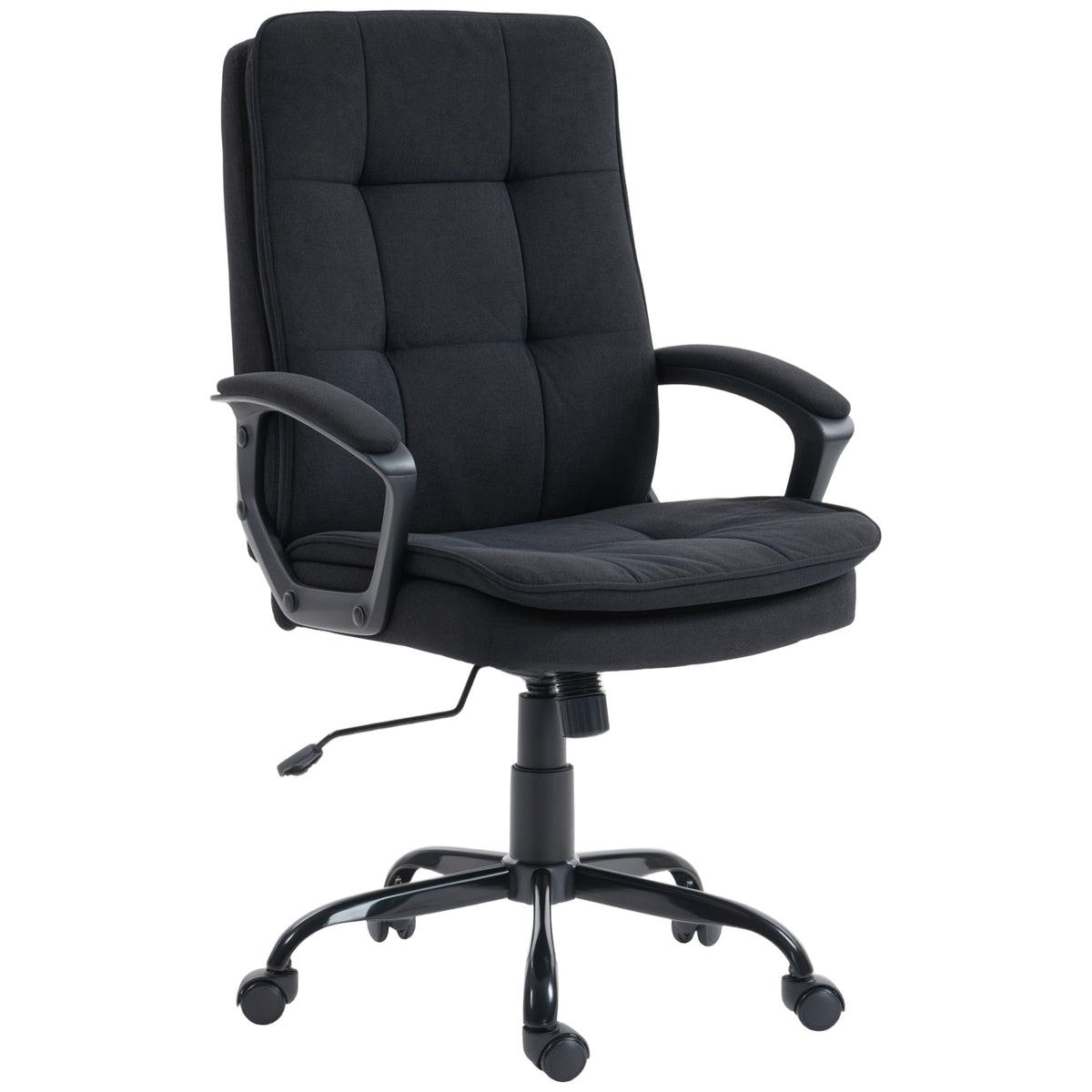 Double-Padded Linen-Look Office Chair, Black