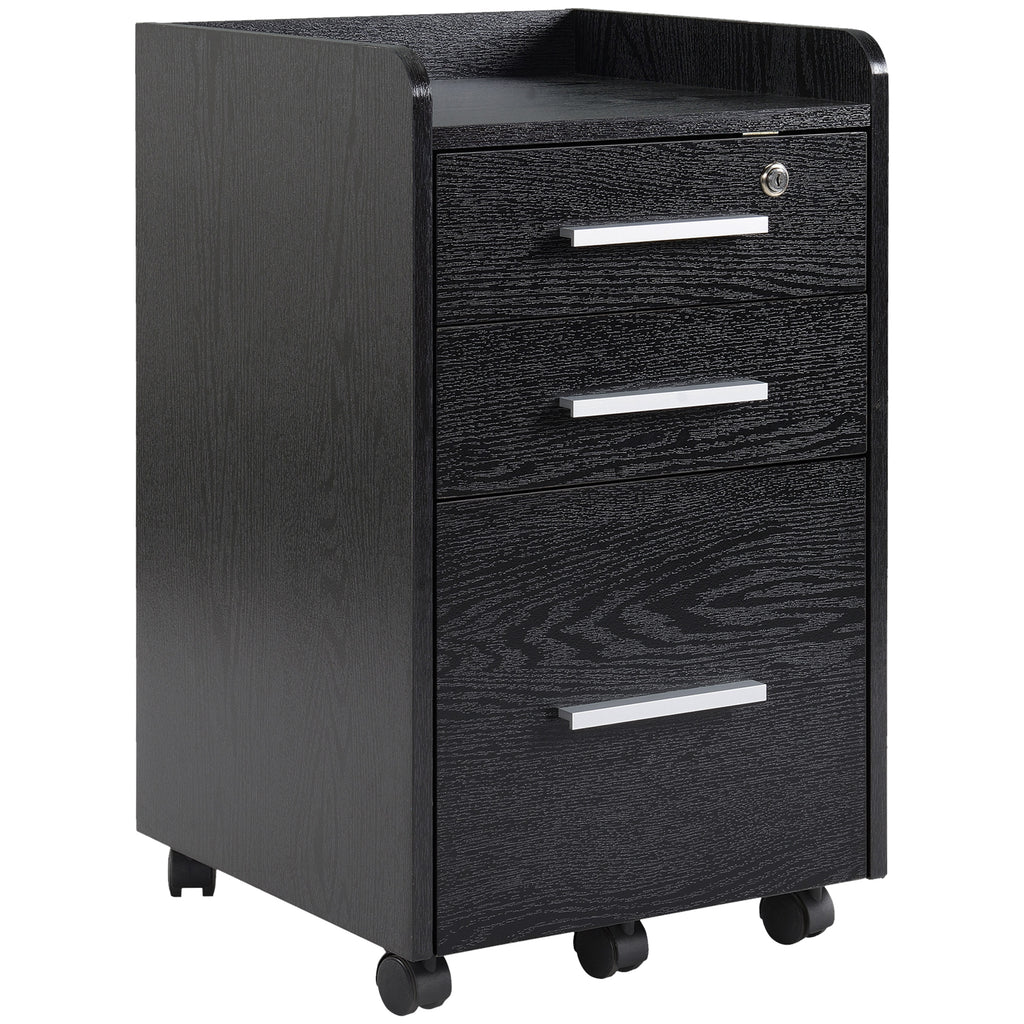 3-Drawer Wooden Filing Cabinet, Black