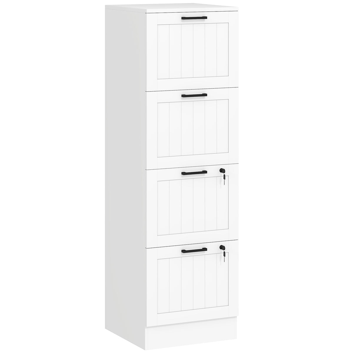 4-Drawer Wooden Filing Cabinet, White