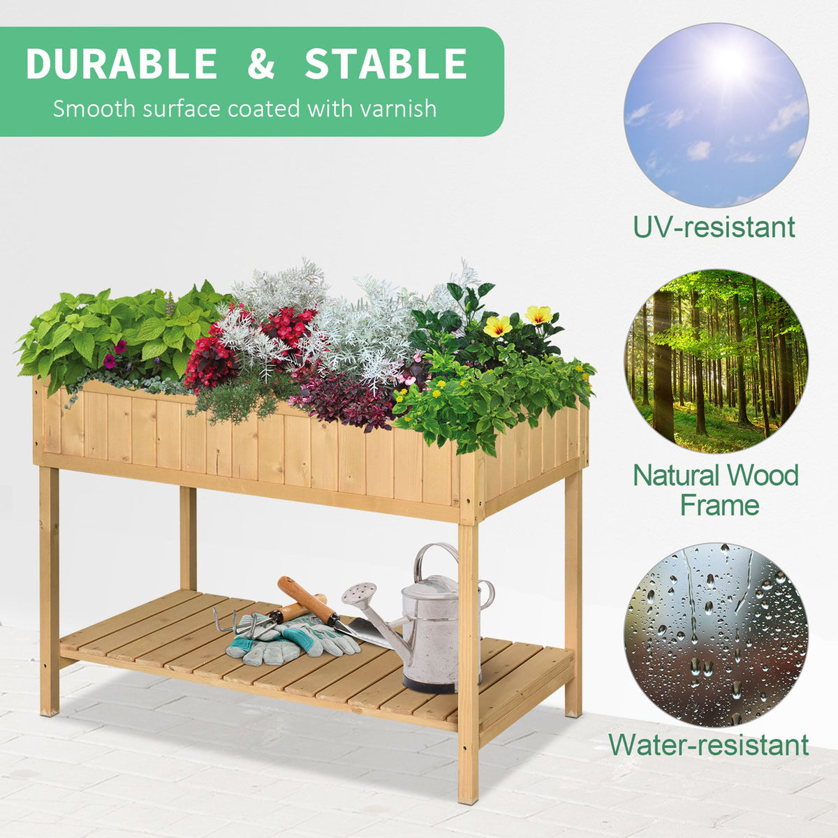 Raised Plant Stand with 8 Compartments