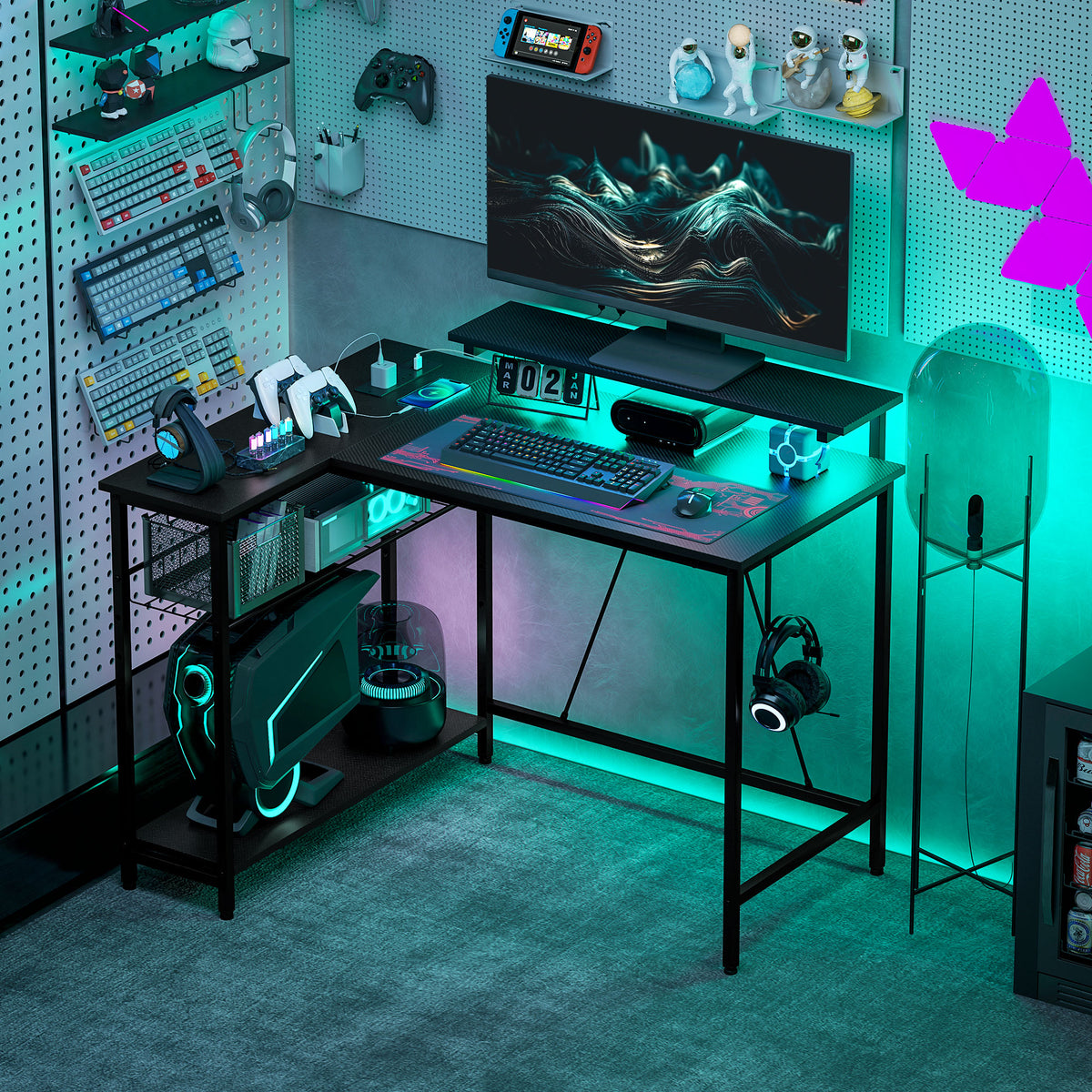 Reversible L-Shaped LED Desk