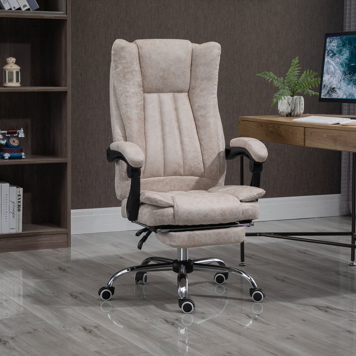 Reclining Microfibre Office Chair with Footrest