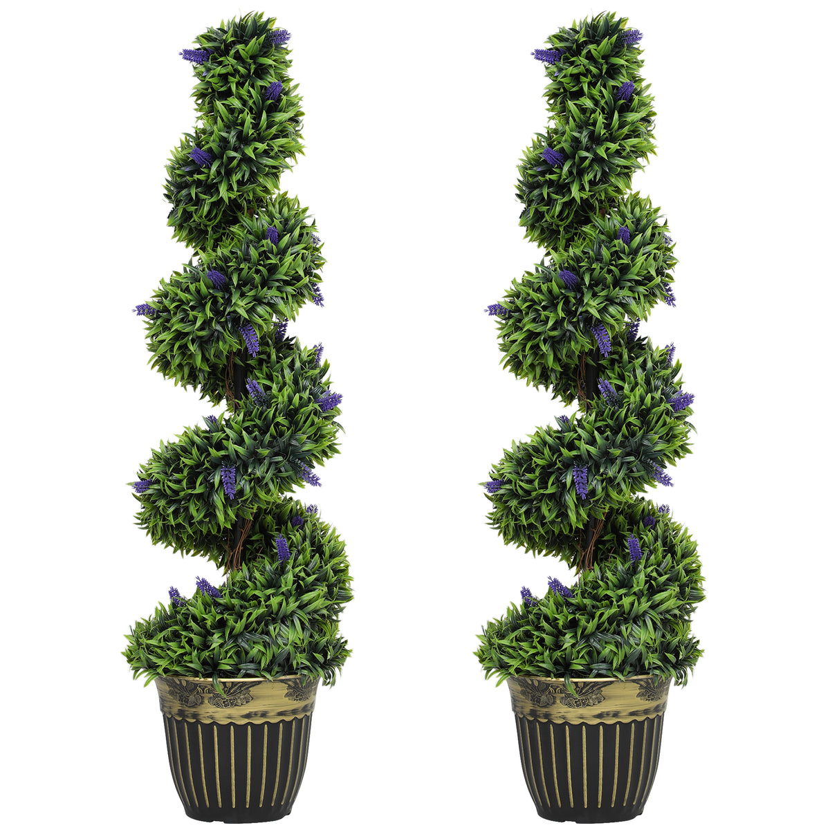Artificial Lavender Spiral Trees 115cm, Set of 2