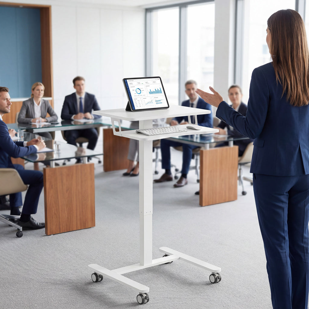 Mobile sit-stand desk white - view 9