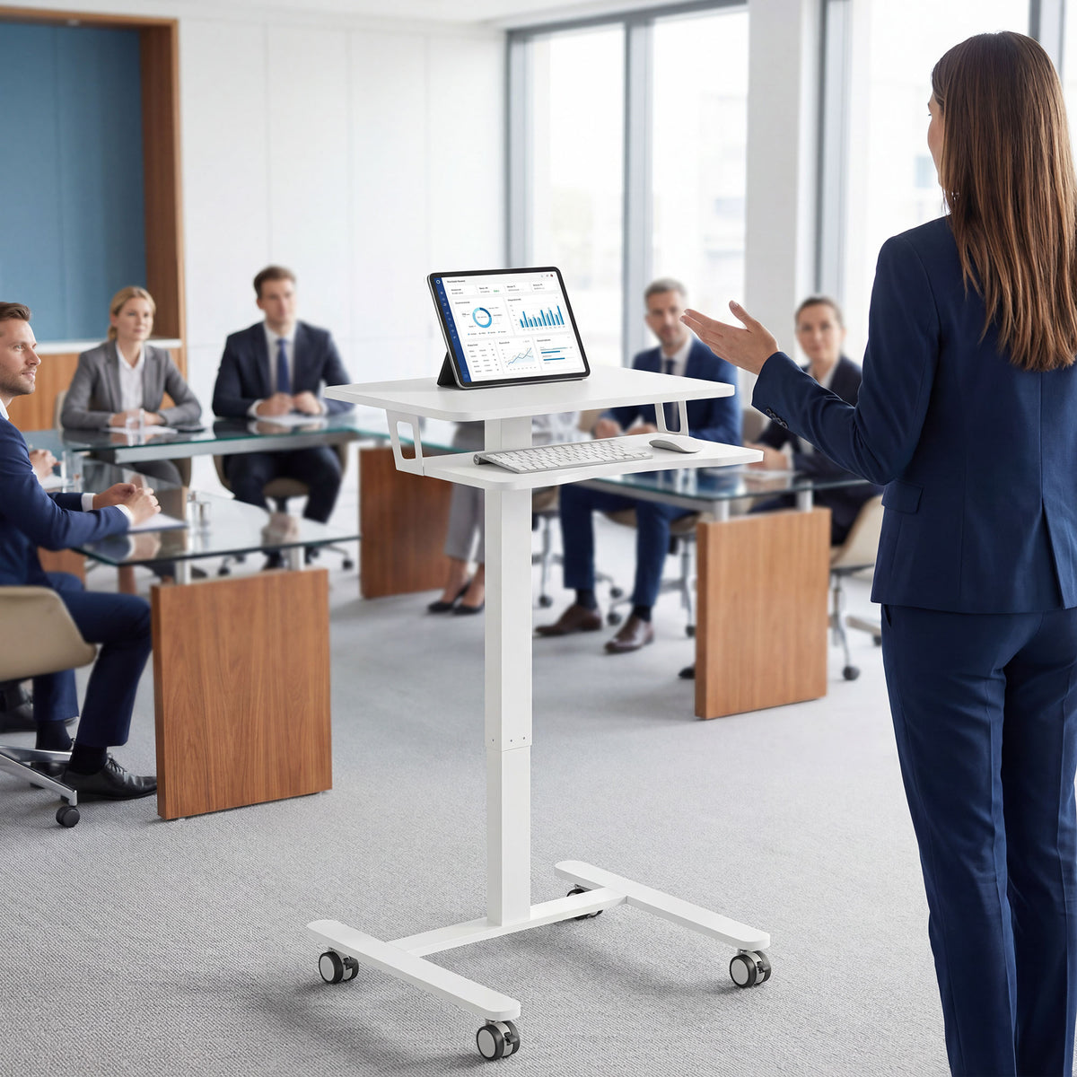 Mobile sit-stand desk white - view 9