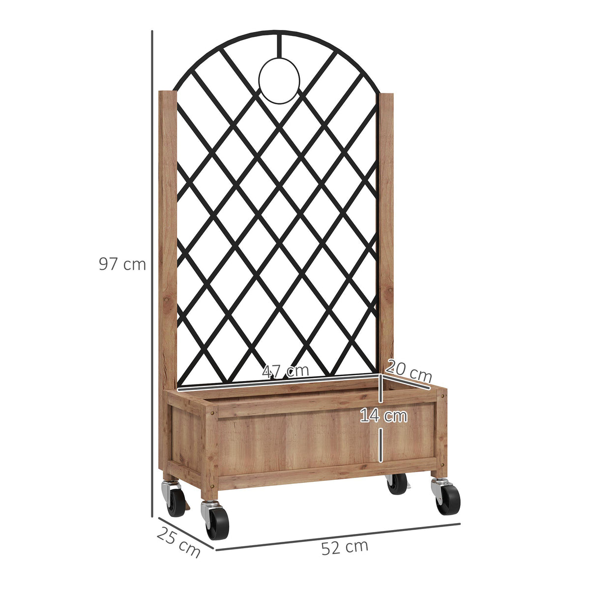 Wooden Planters with Metal Trellis, Set of 2
