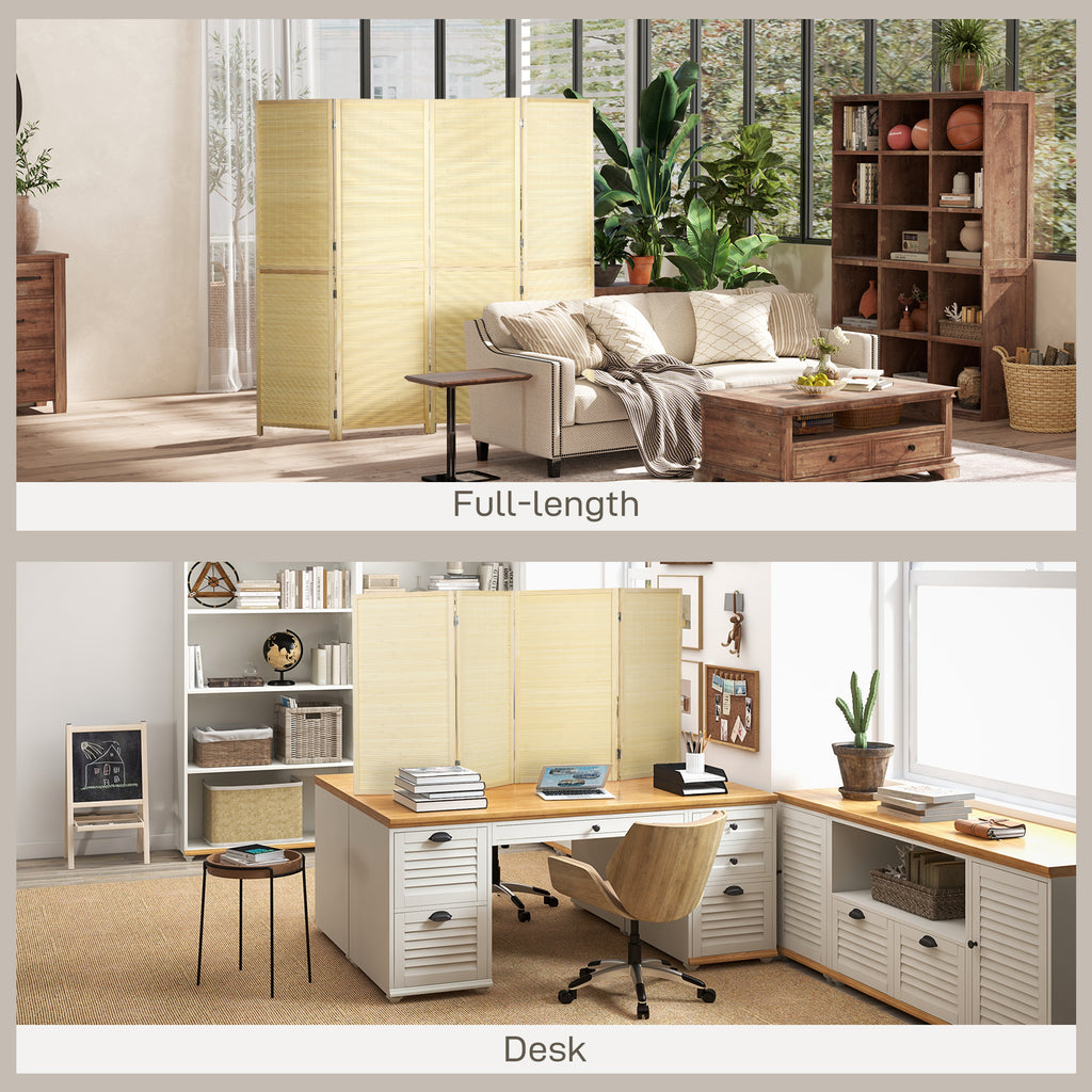 Natural bamboo 4-panel room divider, 180 x 180cm