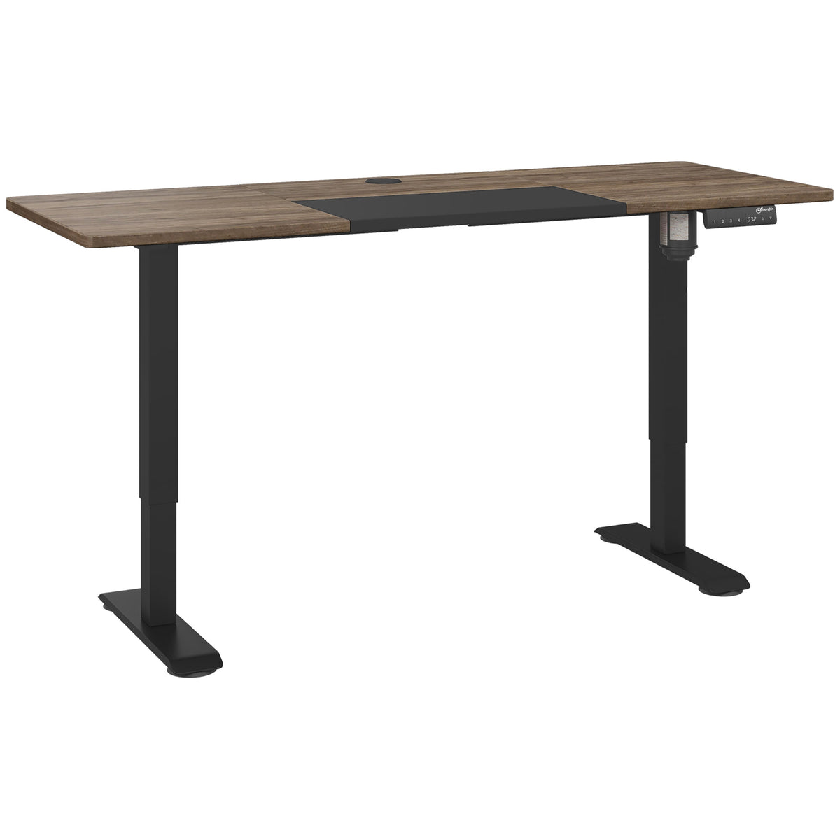 Electric standing desk, 140 x 70cm, teak and black