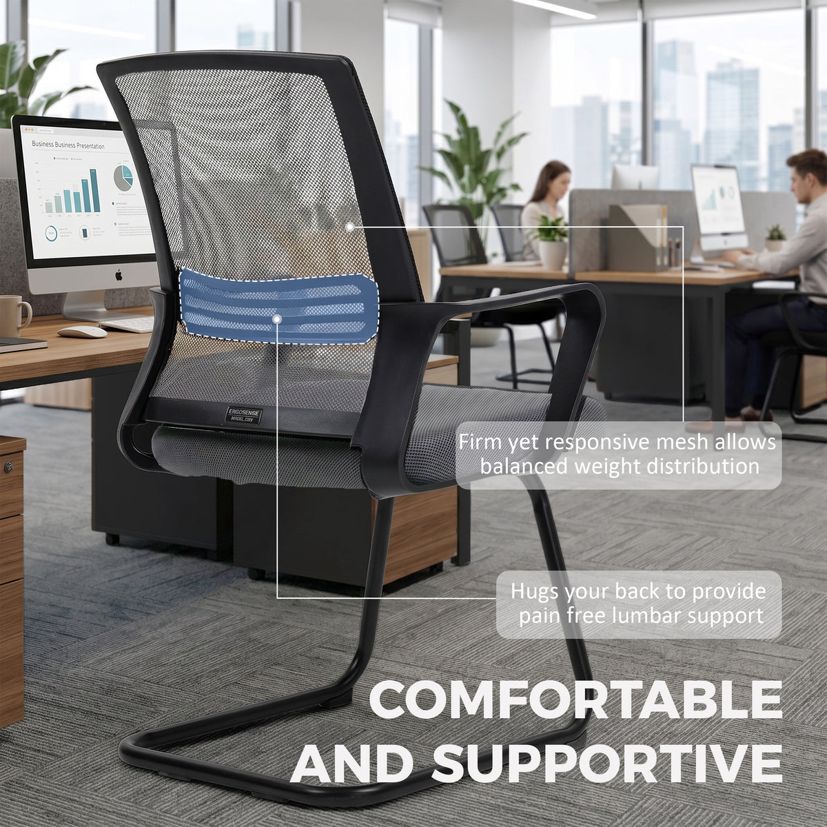 Mesh Desk Chair with Sled Base