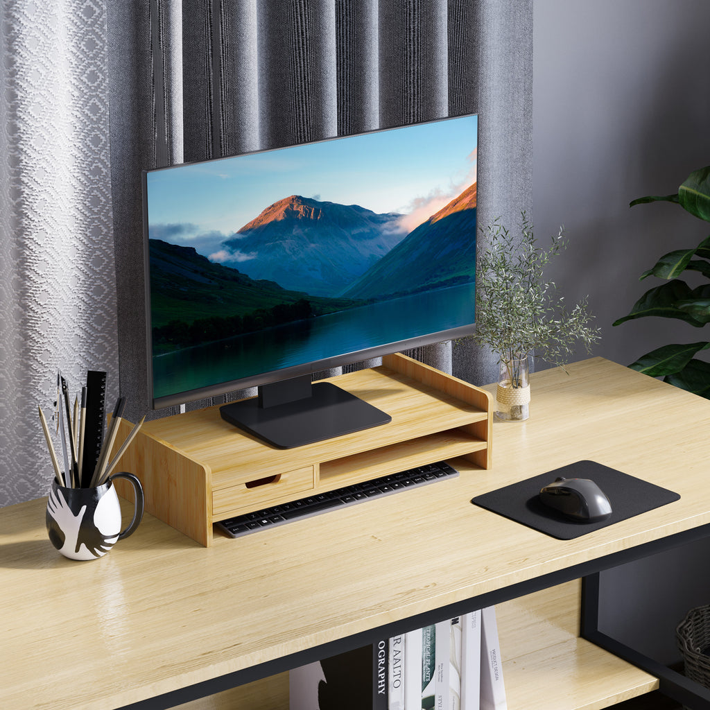 Bamboo Monitor Stand with Drawer