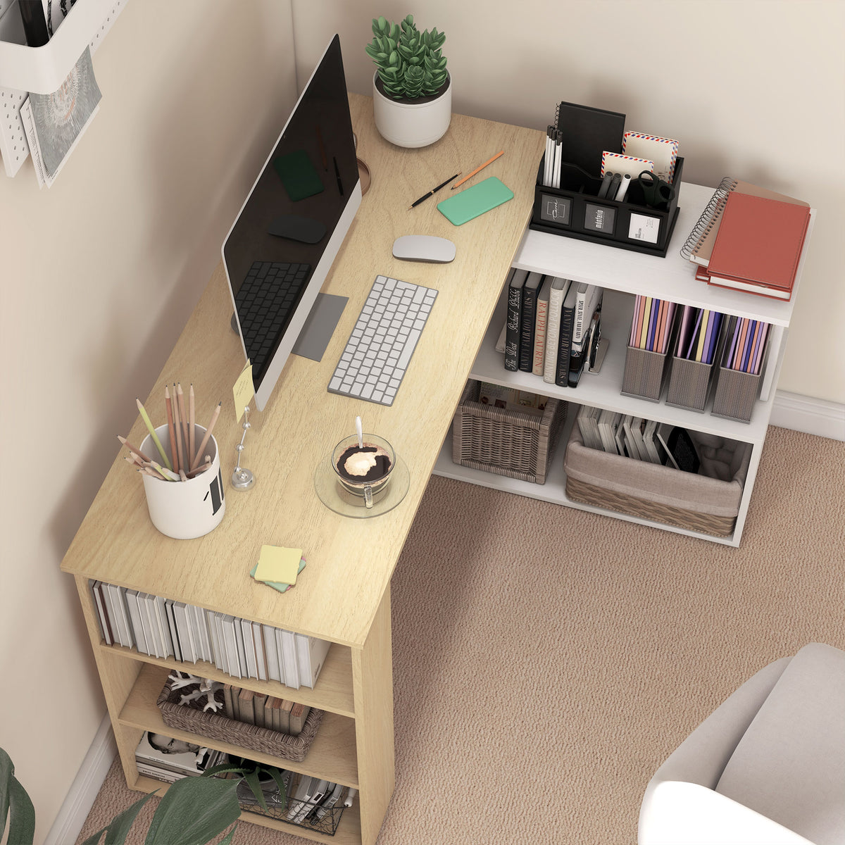 Small corner desk with bookcase - view 3