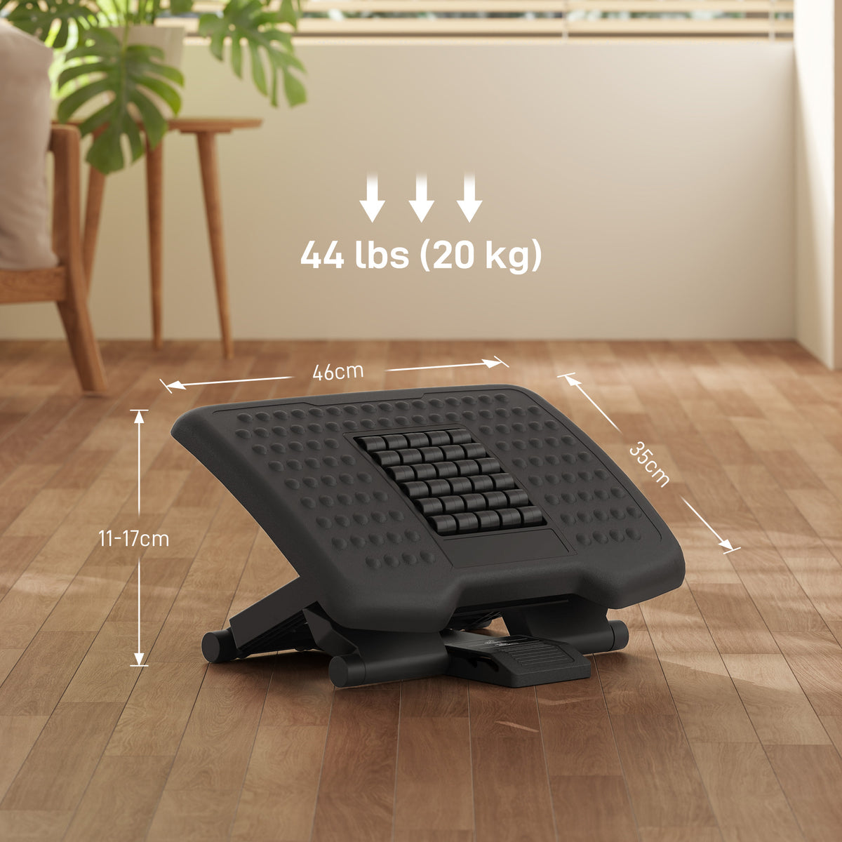 Ergonomic massage footrest with 3 heights, black, photo 5