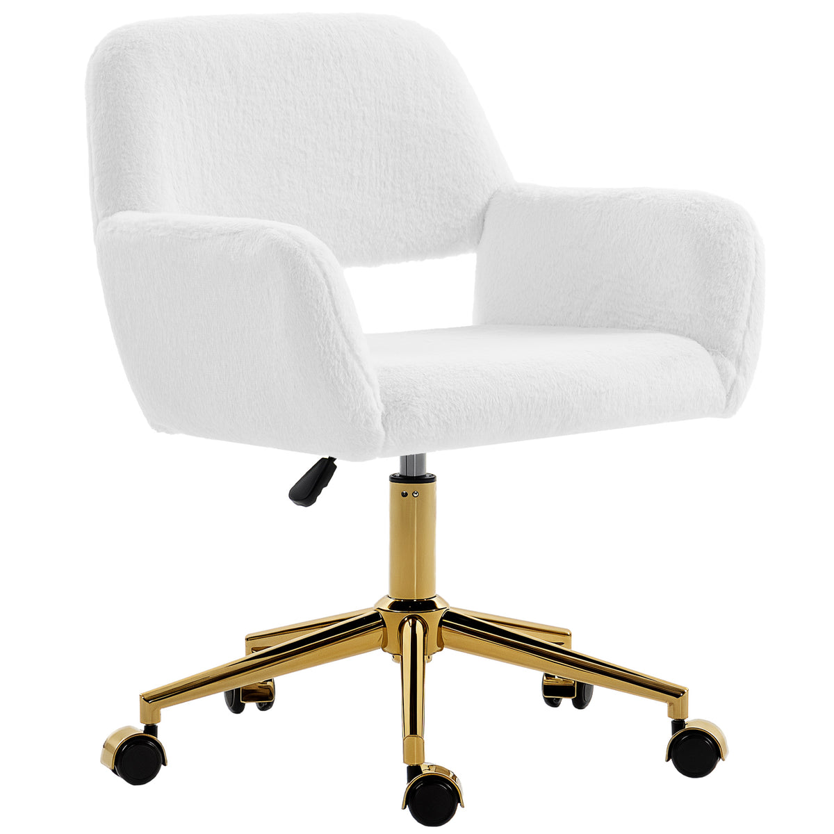 Faux Fur Swivel Desk Chair, Cream White
