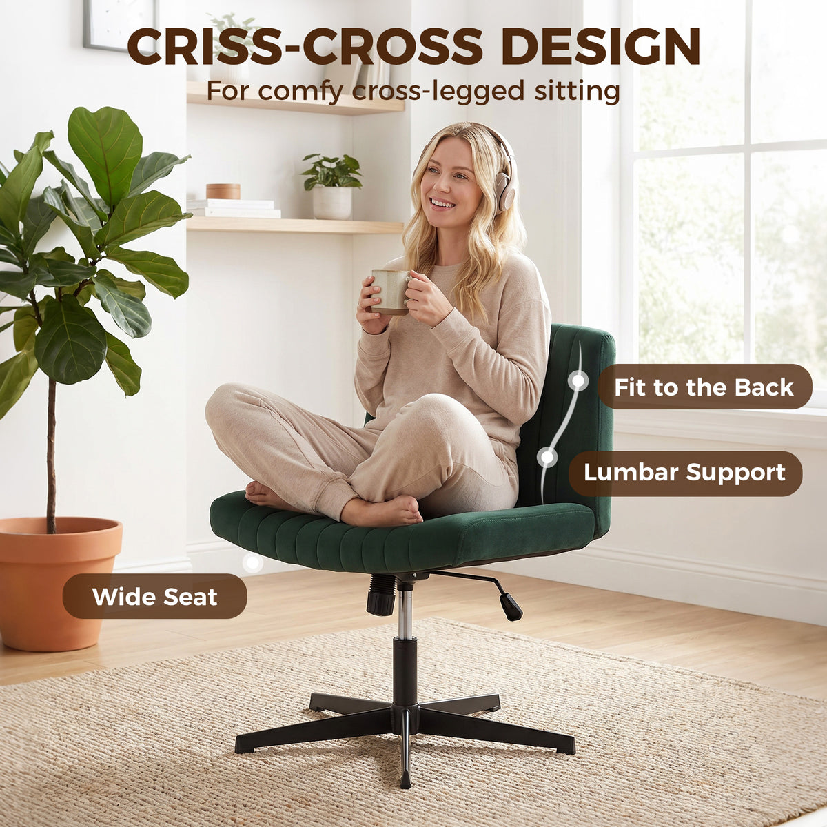 Criss-Cross Desk Chair, No Wheels