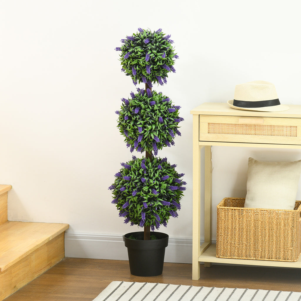 Artificial Lavender Ball Trees 110cm, Set of 2