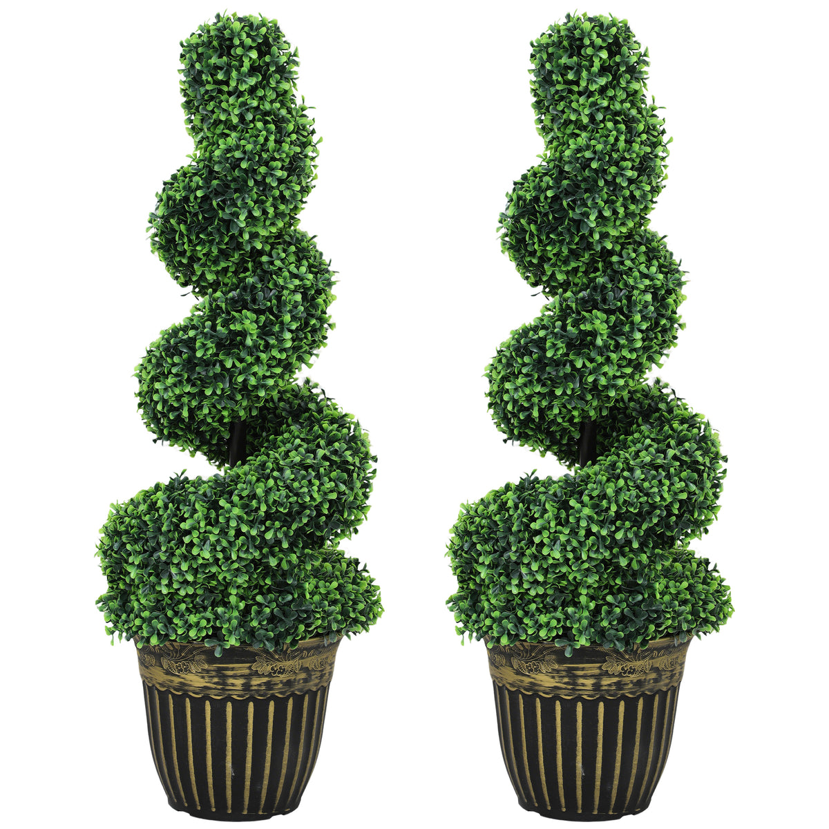 Artificial Spiral Boxwood Trees 90cm, Set of 2