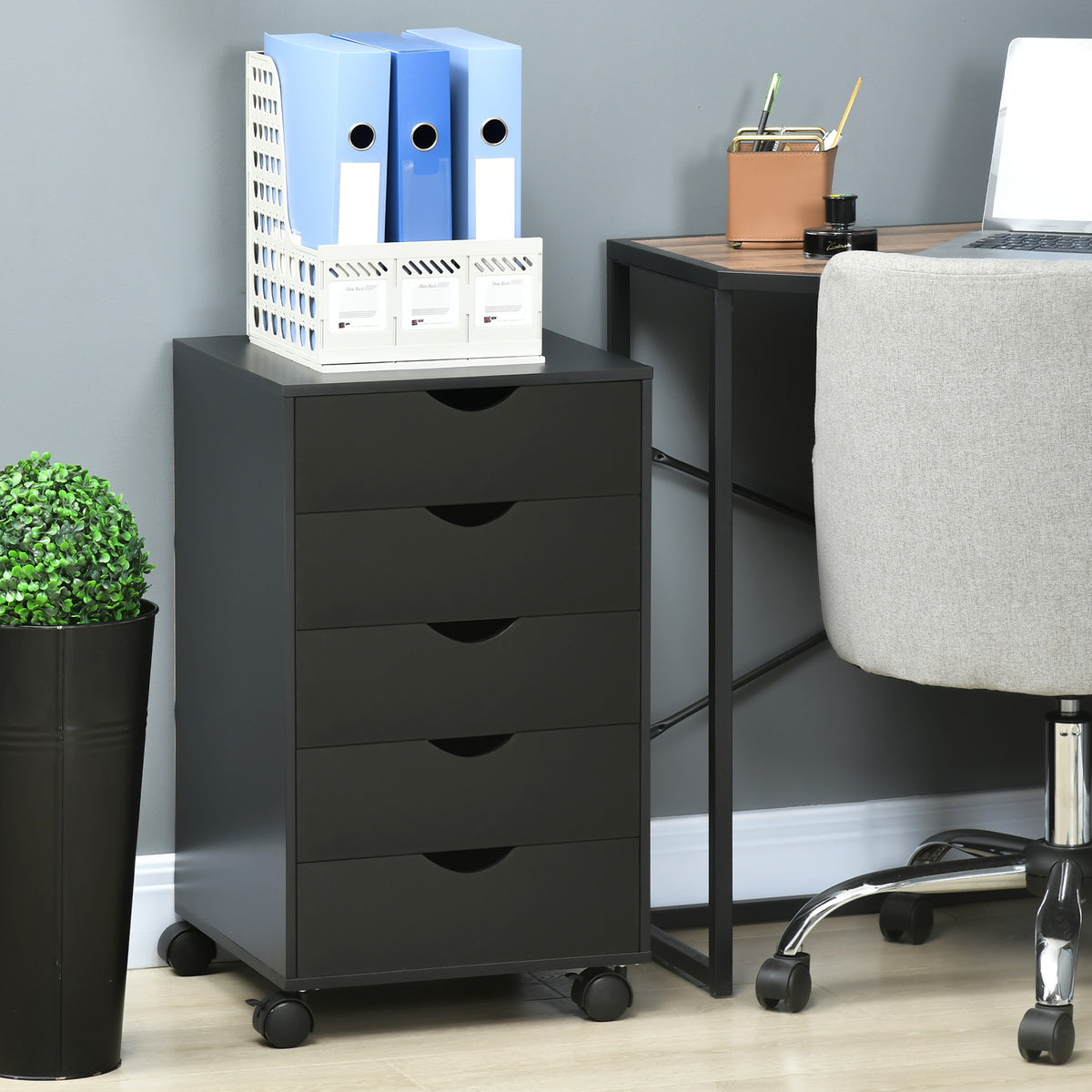 5-Drawer Mobile Filing Cabinet