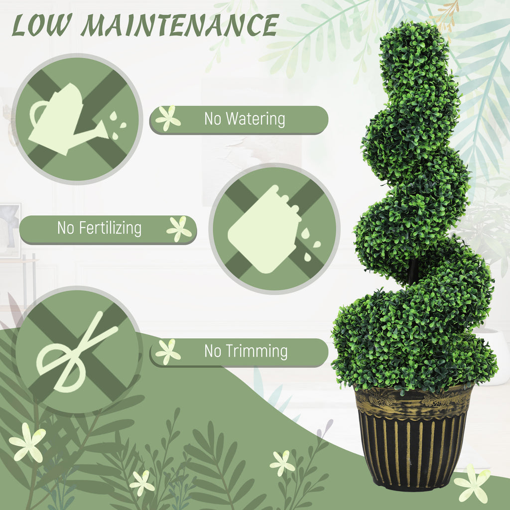Artificial Spiral Boxwood Trees 90cm, Set of 2