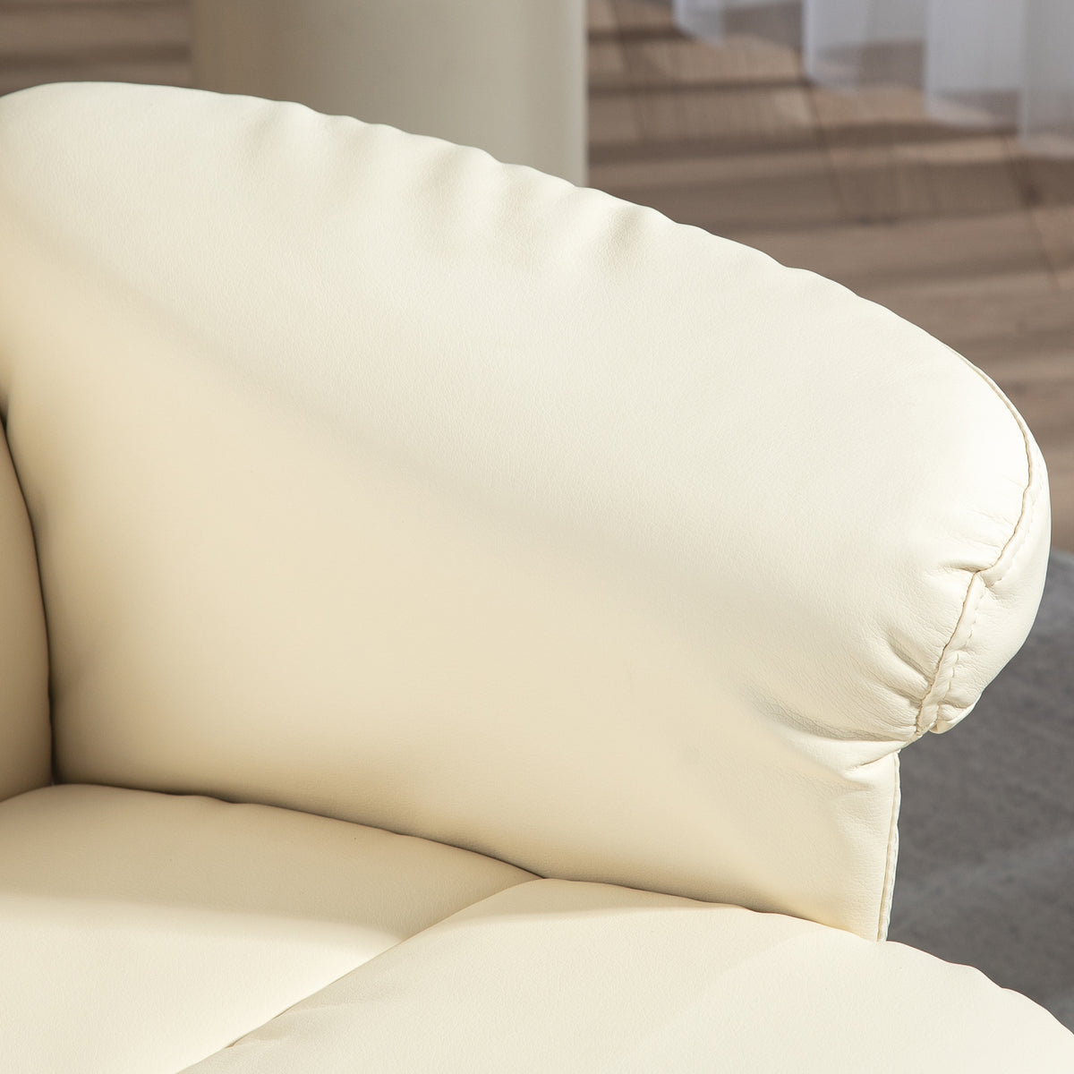 Tufted Swivel Recliner with Storage Footstool