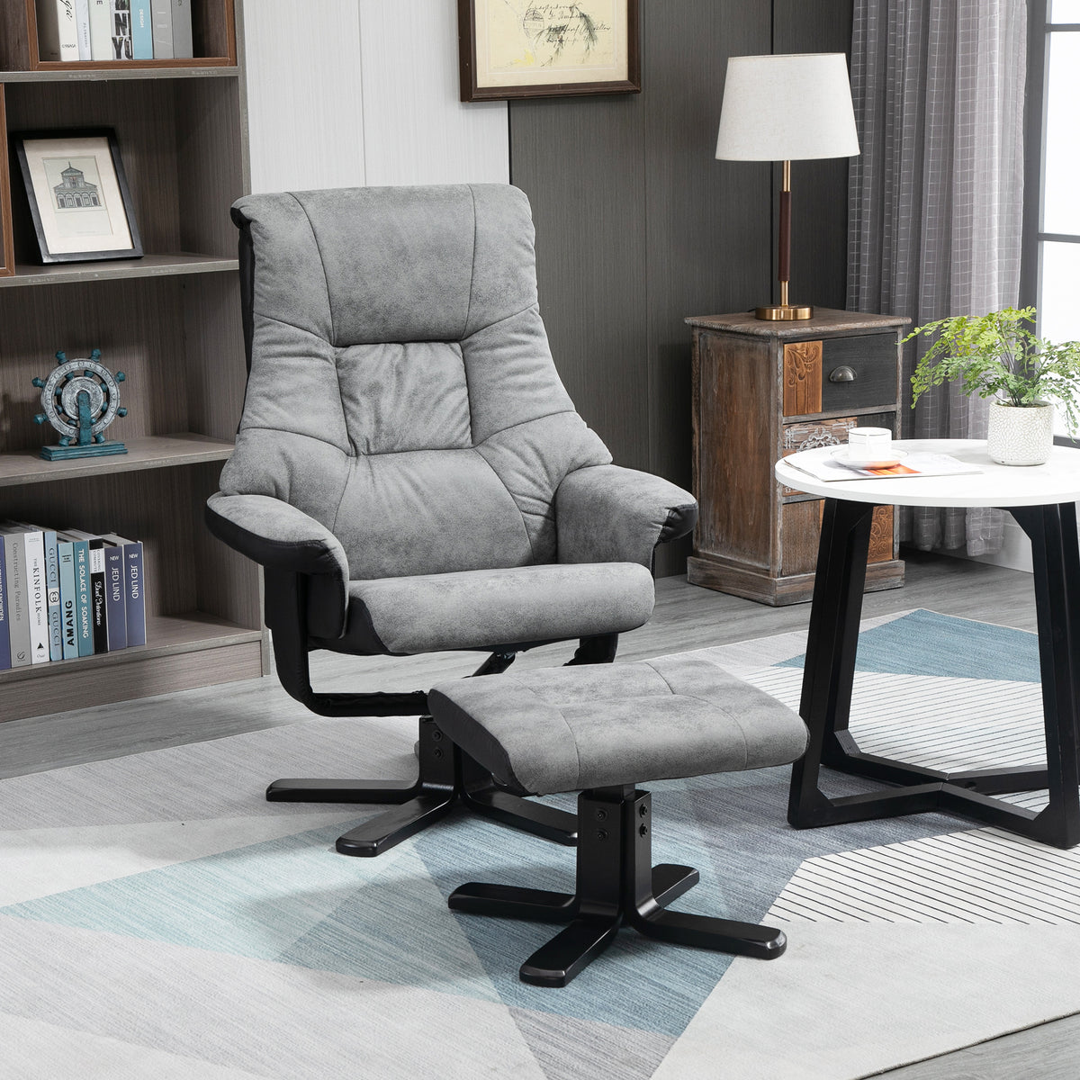 Swivel Recliner Armchair with Footrest