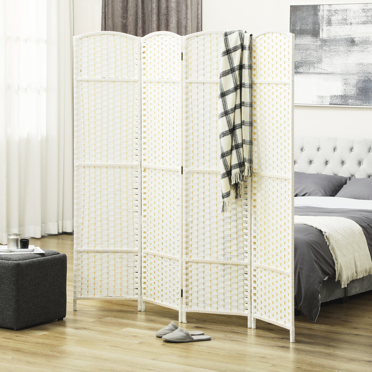 White woven room divider - view 7
