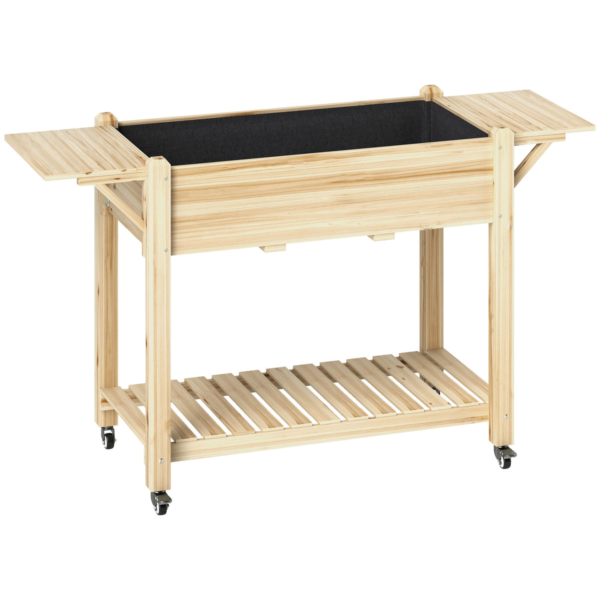 Raised Wooden Planter with Shelves