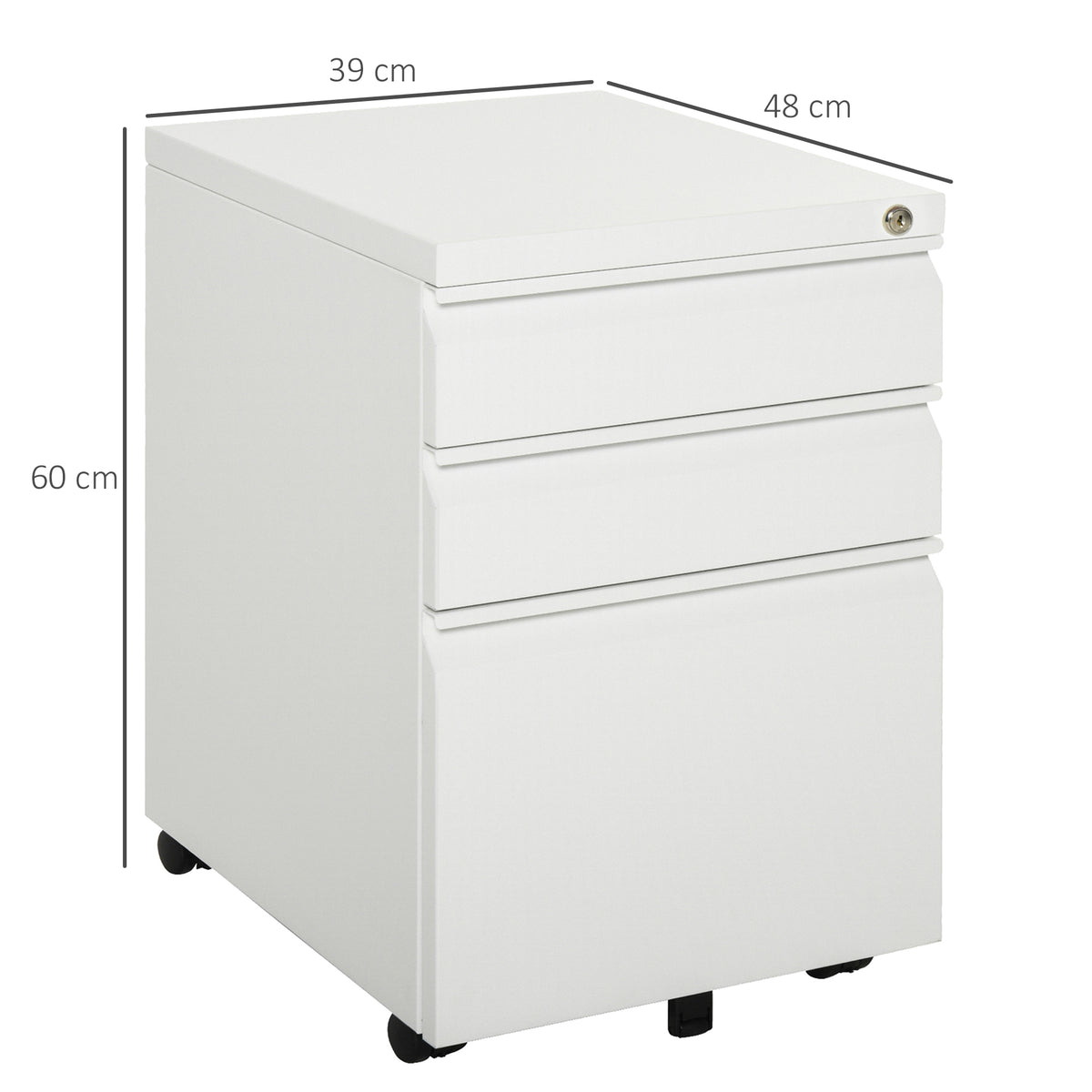 Mobile Steel Filing Cabinet, White