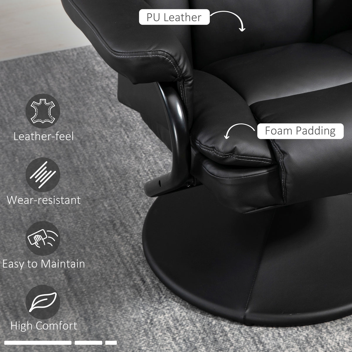 Swivel Recliner Chair with Footstool