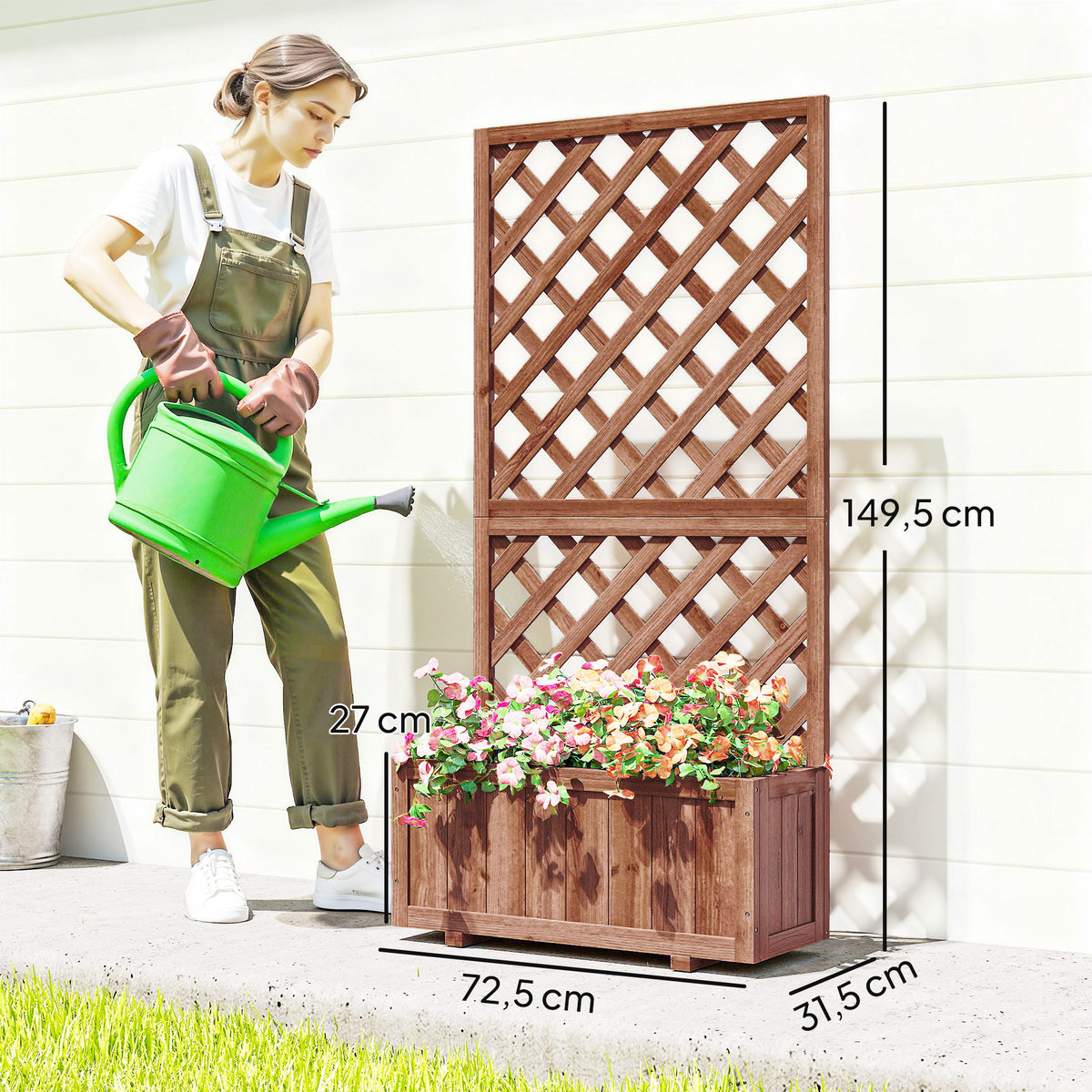 Wooden Planter Box with Trellis 150cm