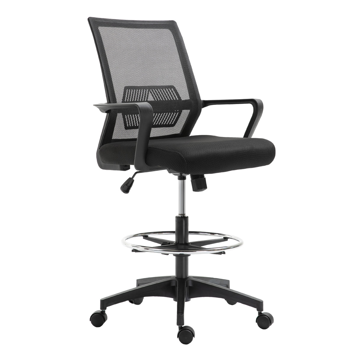 Black draughtsman chair with footrest