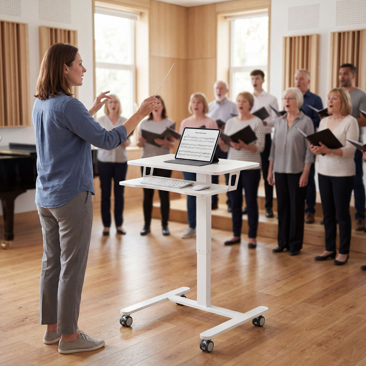 Mobile sit-stand desk white - view 8