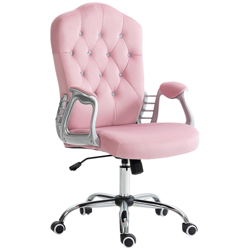 Velvet Desk Chair with Diamante Back