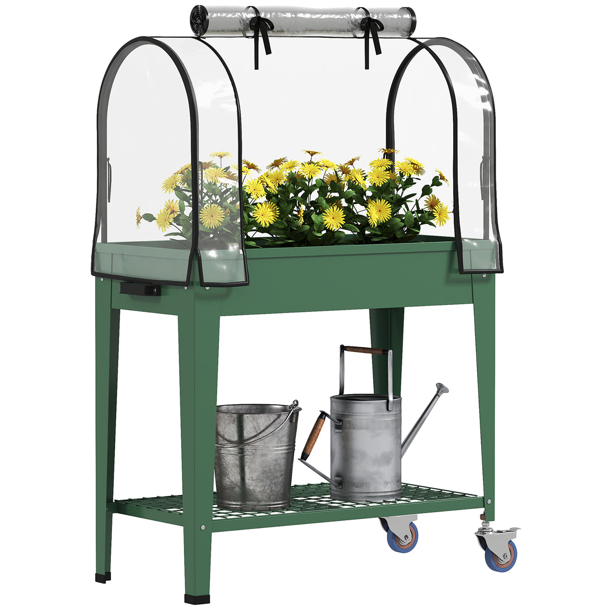 Raised Planter with Greenhouse Cover & Wheels