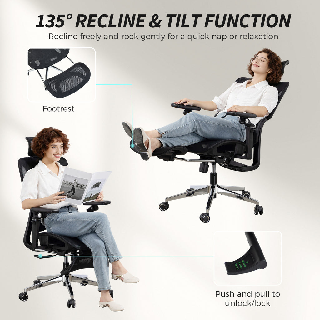 Black high-back fully adjustable ergonomic mesh office chair