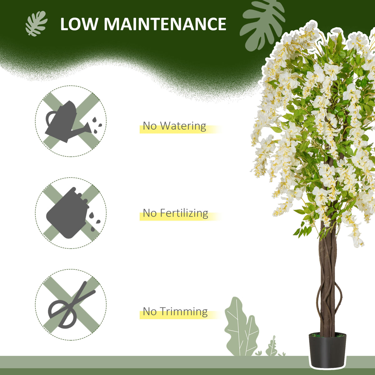 Artificial White Wisteria Tree 160cm