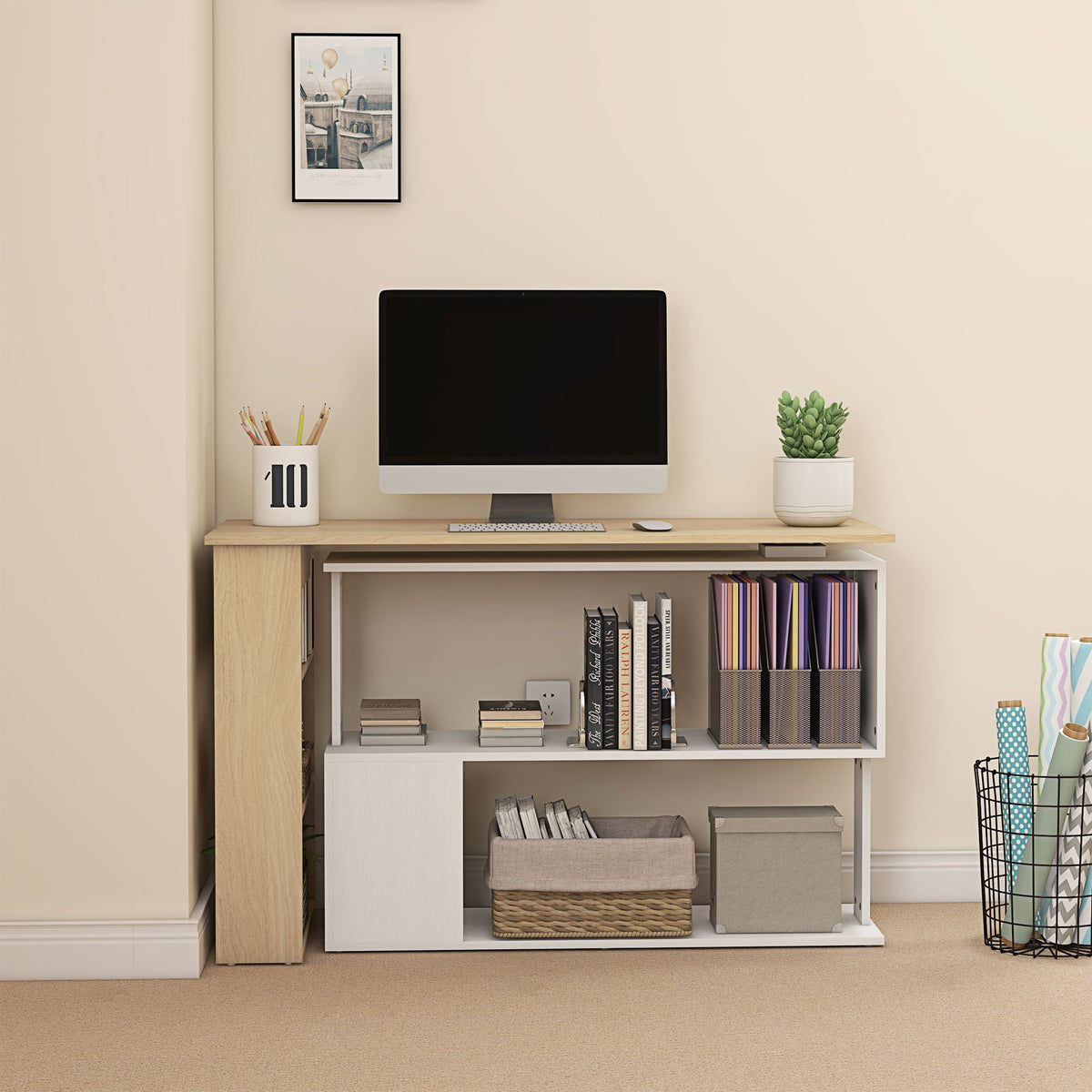 Small corner desk with bookcase - view 2