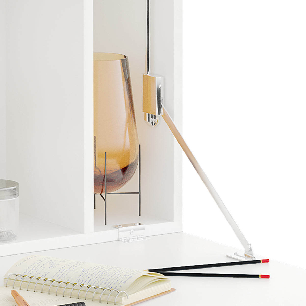 Fold-down wall desk, white - view 2