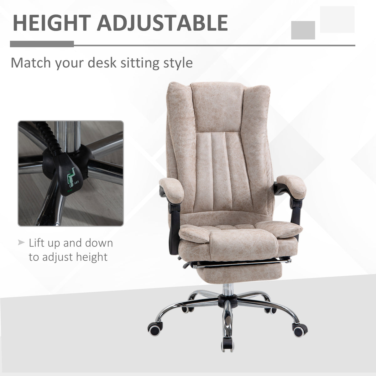 Reclining Microfibre Office Chair with Footrest