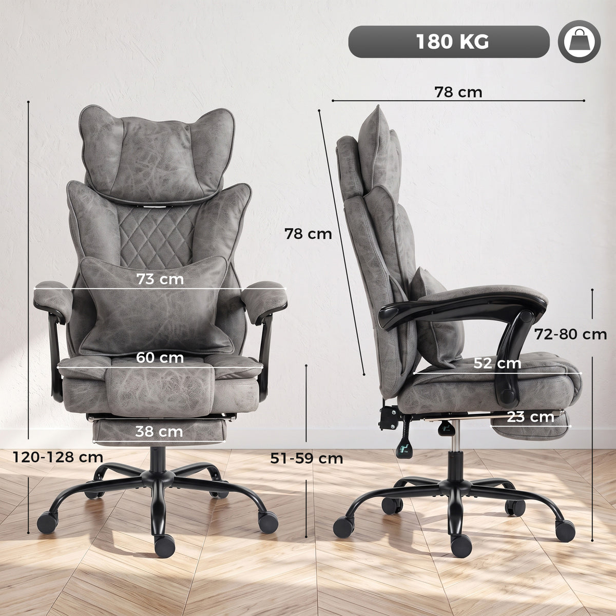 Big & Tall Executive Office Chair, Grey