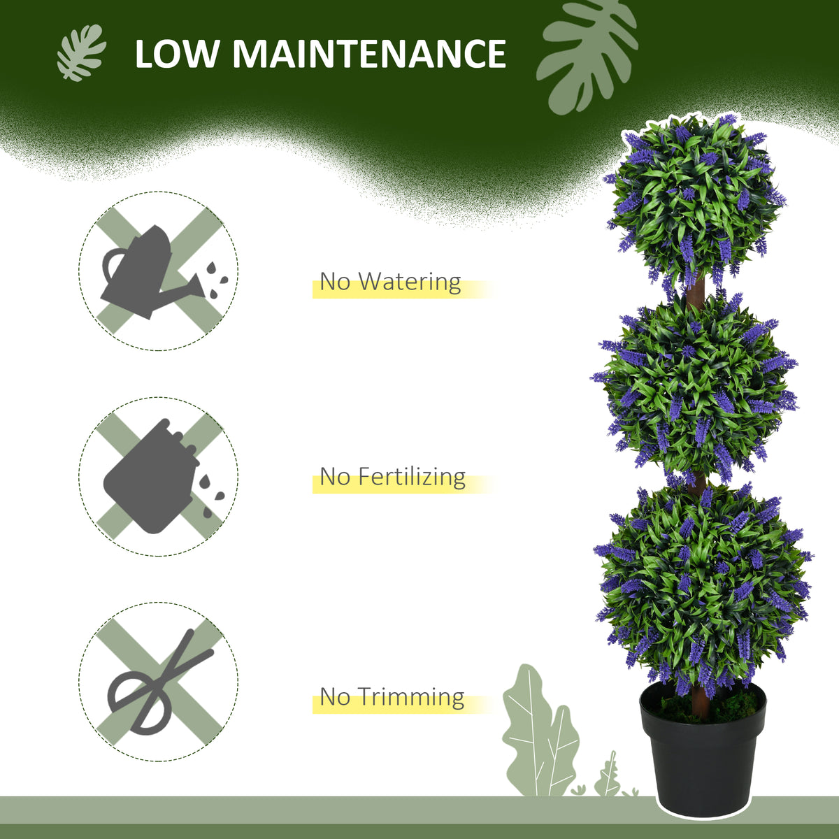 Artificial Lavender Ball Trees 110cm, Set of 2