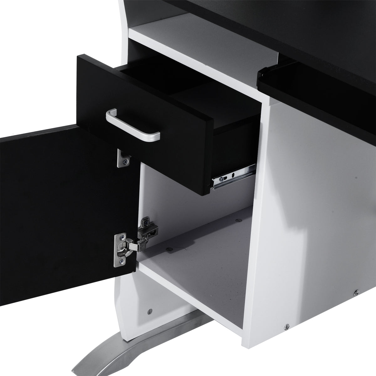 Compact black computer desk with keyboard tray, 100cm, photo 5