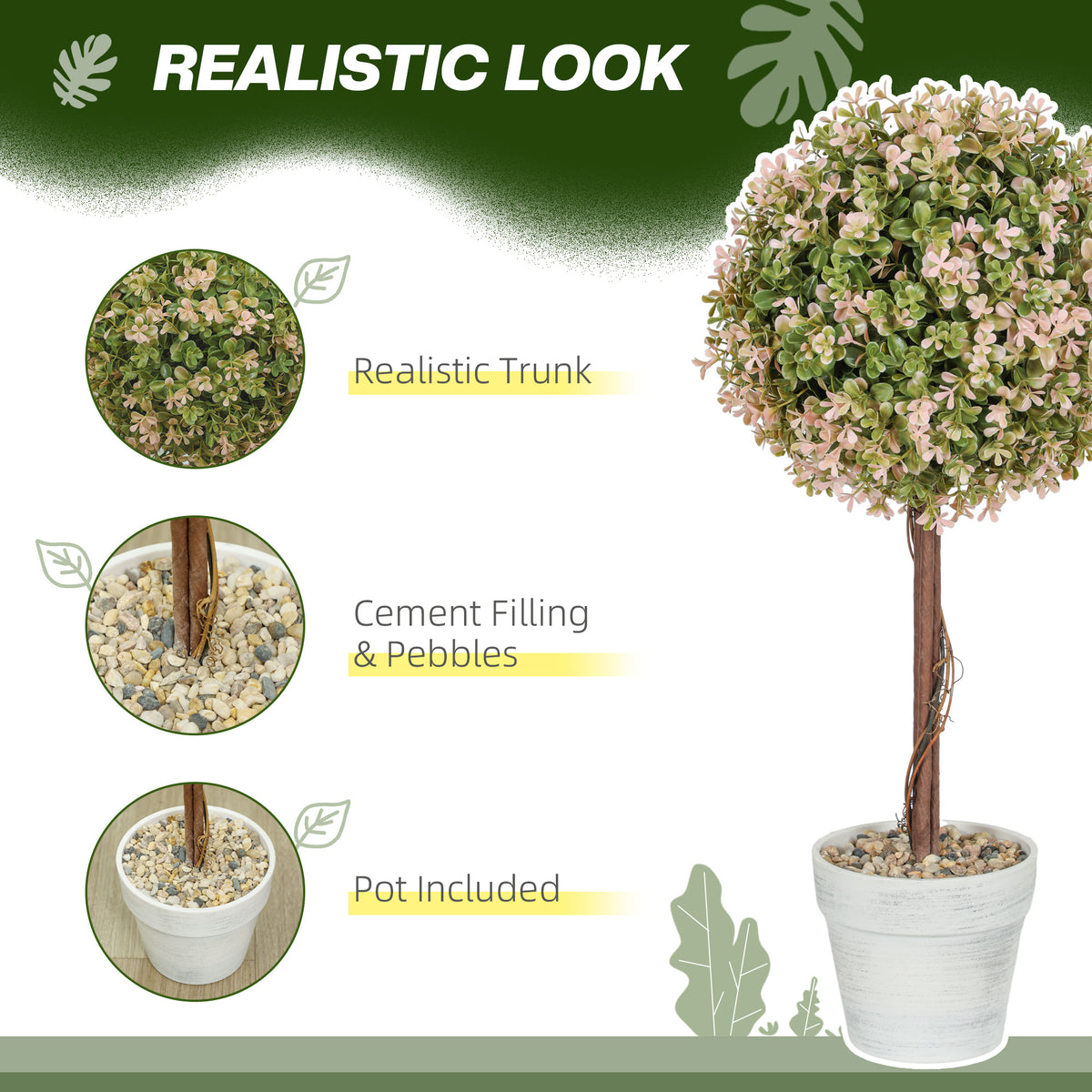 Artificial Murraya Flower Plants 60cm, Set of 2