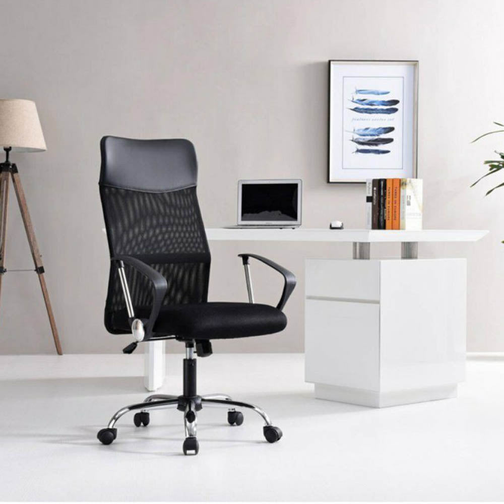 Ergonomic office chair with raised back - black-2