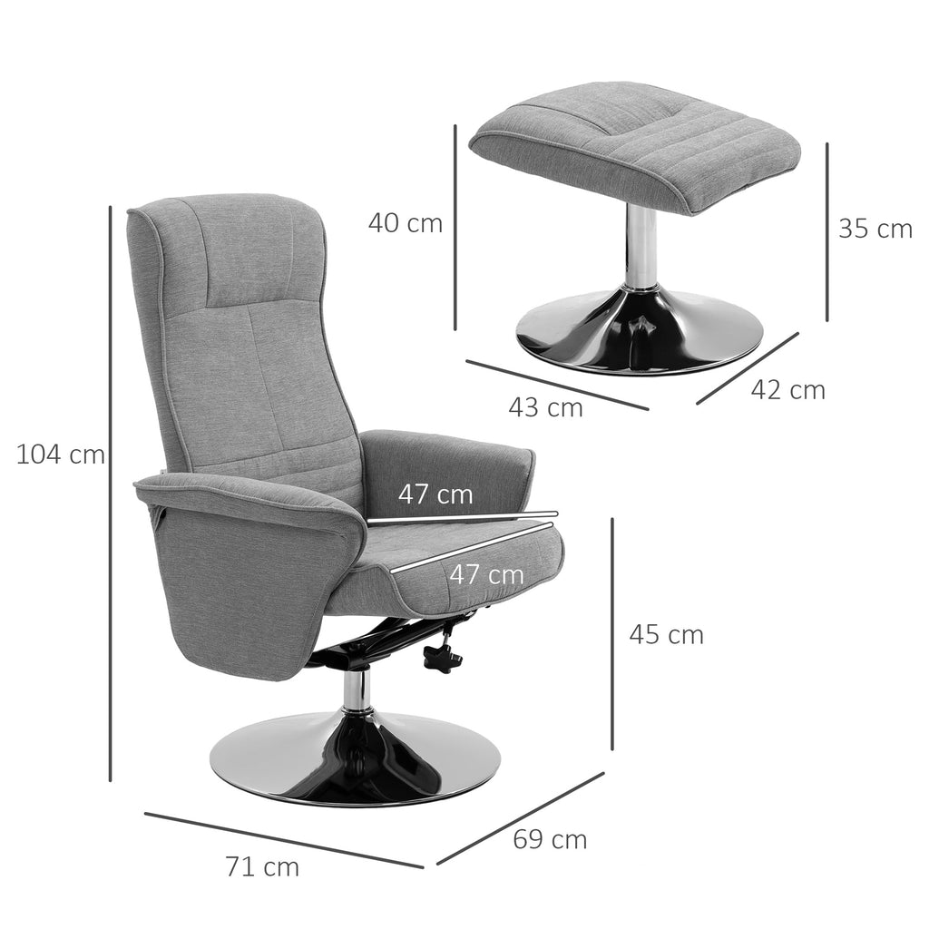 Velvet Swivel Recliner with Ottoman