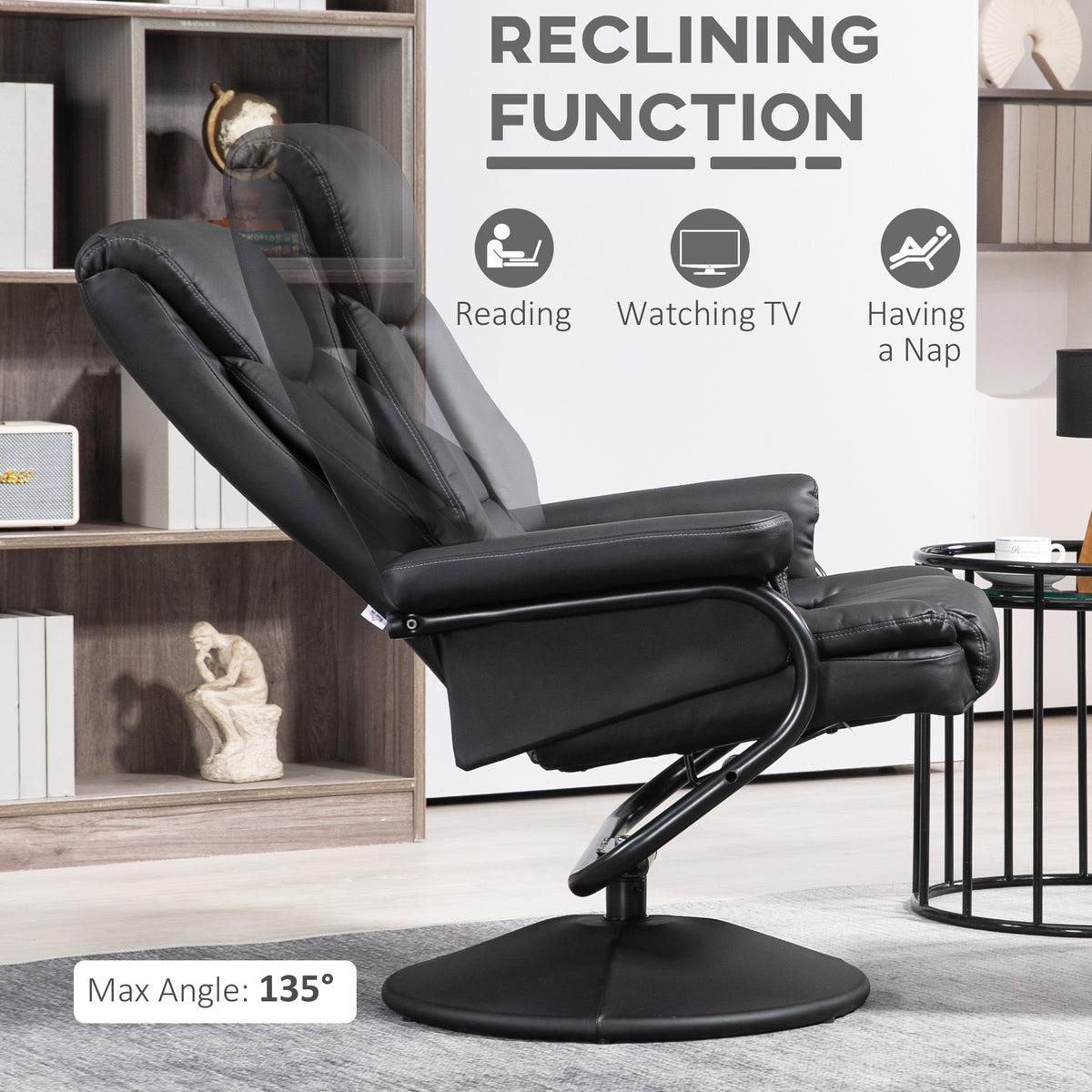Swivel Recliner Chair with Footstool