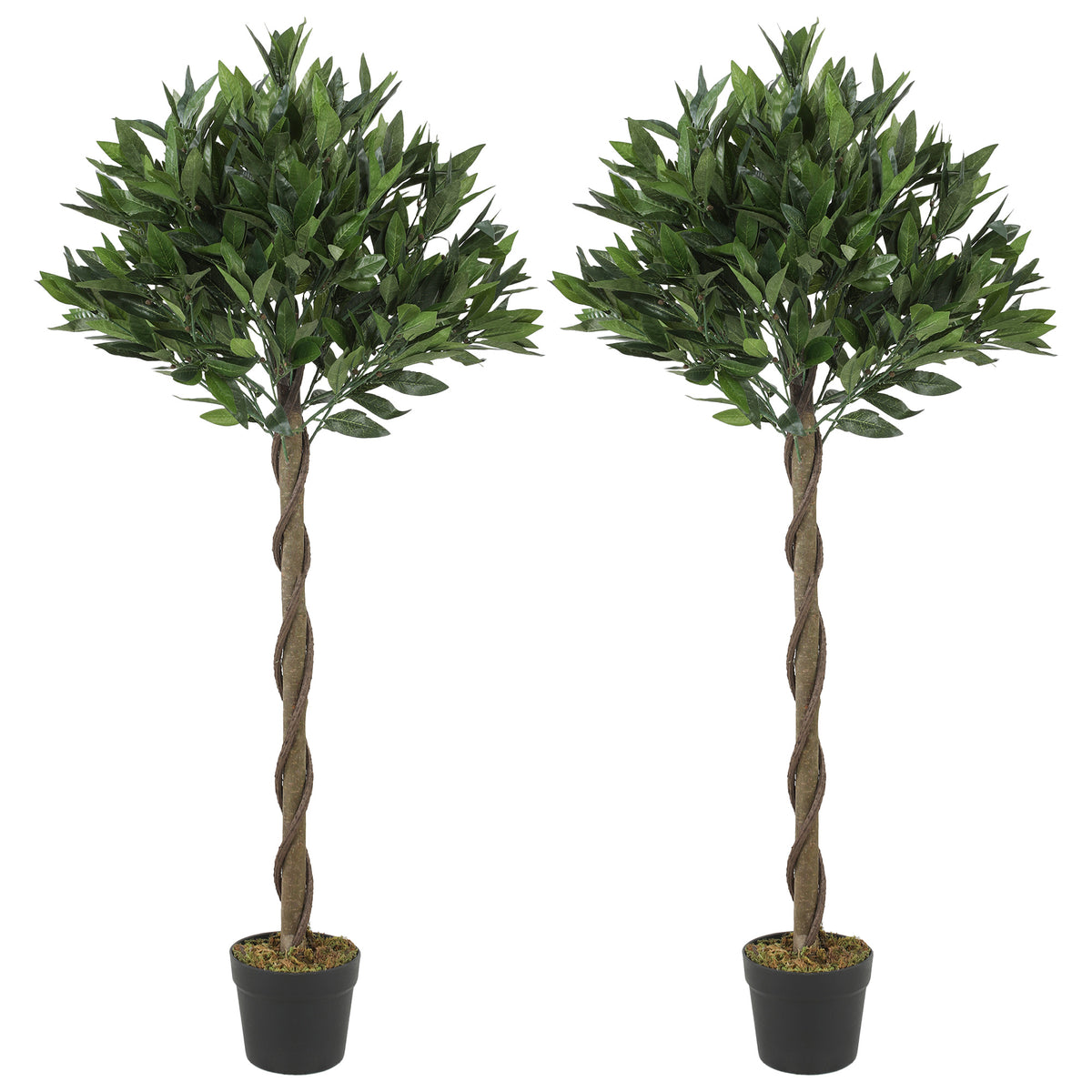 Artificial Bay Laurel Topiary Trees 120cm, Set of 2