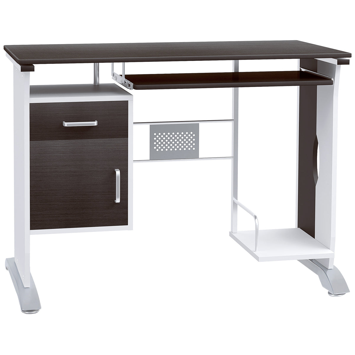 Compact walnut computer desk with keyboard tray, 100cm, photo 1