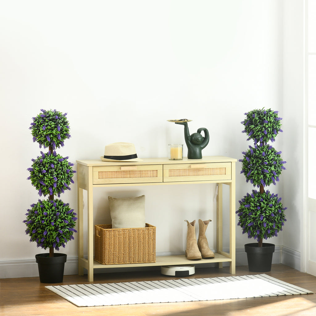 Artificial Lavender Ball Trees 110cm, Set of 2